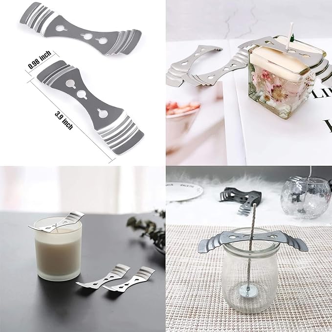 HOUSEASSIST Candle Making Kit Supplies,32oz Stainless Steel Candle Make Pouring Pot, Sticker, 3-Hole Wicks Holder,Candle Wicks for Candle Making DIY Craft Tools