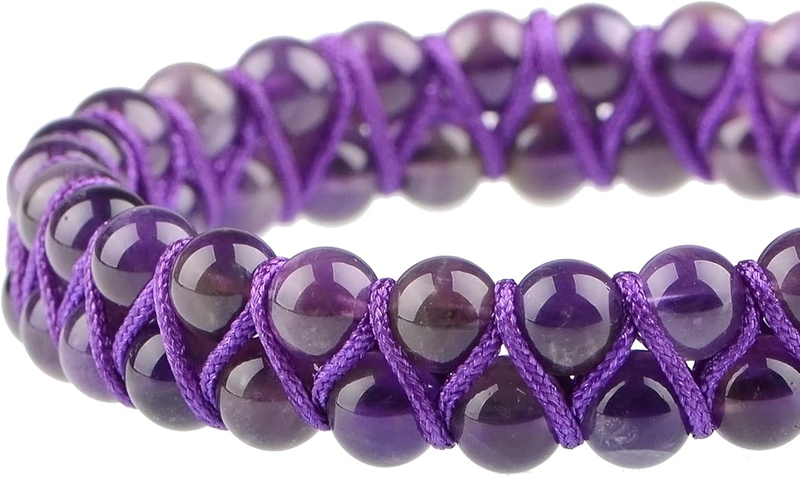 MASSIVE BEADS Double Layer Natural Chakra Healing Power Crystals Macrame Bracelet Yoga Stone Beads Gemstone Meditation Relax Anxiety Bangle for Unisex Women Men