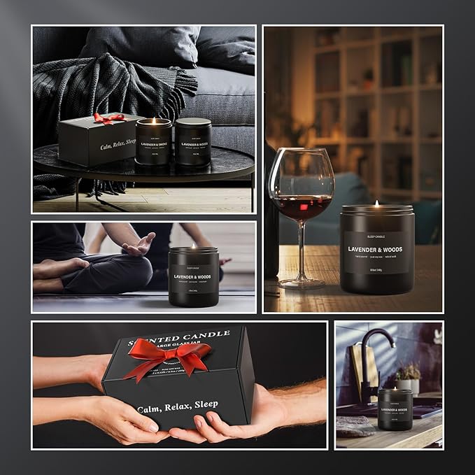 Scented Candles for Men, BOYUJK Candles for Home Scented, Candle Set for Stress Relief and Promote Sleep, Birthday Gifts for Men (1.1lb, 480g)