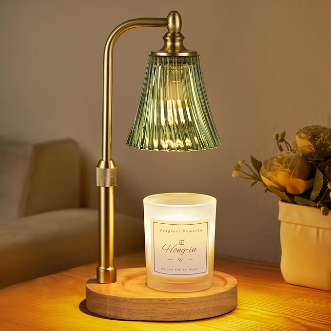 Green Candle Warmer Lamp with Timer Dimmable,Birthday Gifts for Women,Adjustable Height Wax Melt Warmer for Jar Candles,House Warming Gifts New Home,Ideal for Office,Dorm,Bedroom Home Decor