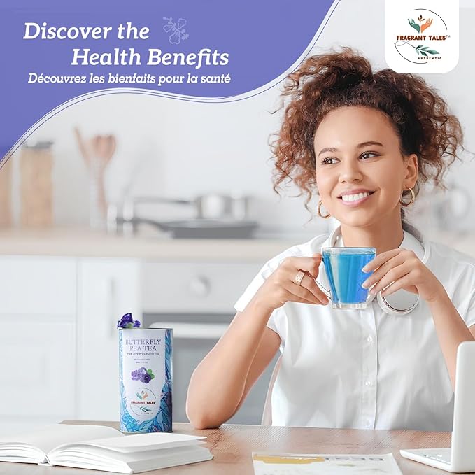 FRAGRANT TALES - Blue Butterfly Pea Flower Tea, 1.76 Oz, 25 Pyramid Bags, Natural Herbal Tea, Caffeine Free, Preservative Free