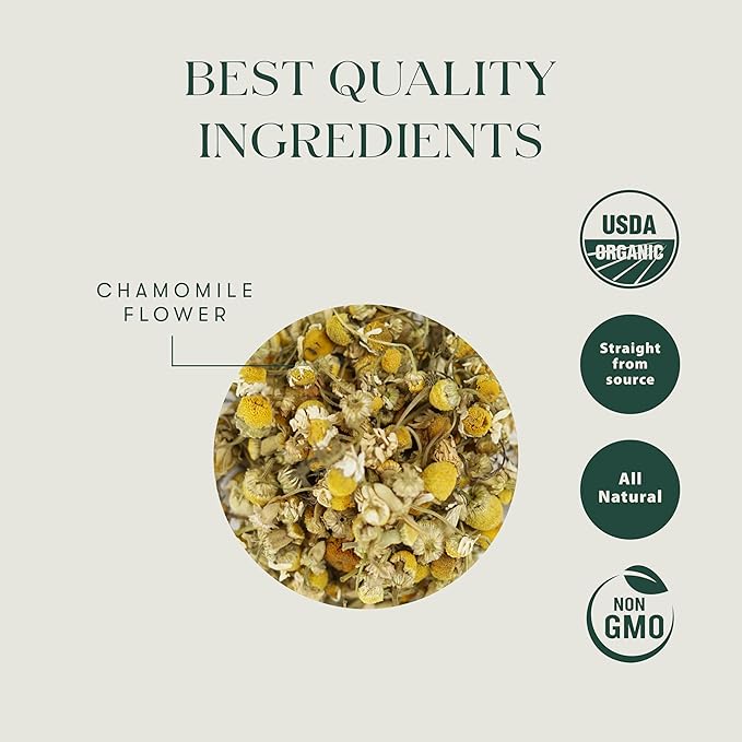 Luxmi Estates Chamomile Herbal Tea, 50 Tea Bags, Herbal Tea, Caffeine-Free, Single Ingredient Pure Chamomile, 50 Cups