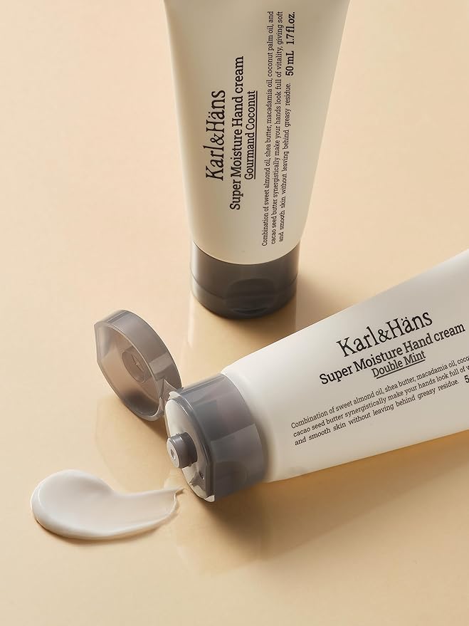 Karl&Hans Super Moisturizing Mint Vegan Hand Cream - Double Mint Scent with Shea Butter, Coconut Oil, Long-Lasting Refreshing Formula, Organic Daily Hand lotion for Dry Cracked Hands - 1.7 fl oz