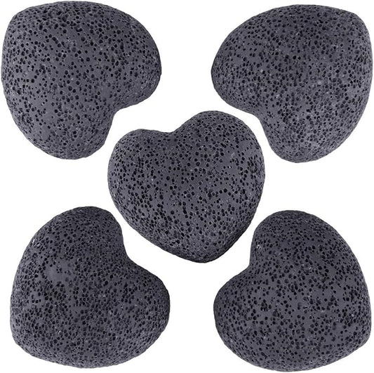 rockcloud Black Lava Rock Stone Heart Shape Pocket Stones Dyed Lava Rocks Aromatherapy Essential Oil Diffuser Set, 1.7 Inches, 5 Pcs