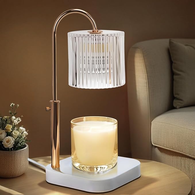 Candle Lamp Warmer with Timer,Electric Candle Light Warmer,Best Friend Birthday Gifts for Women,20 Gears Rotary Dimming with 2 Bulbs