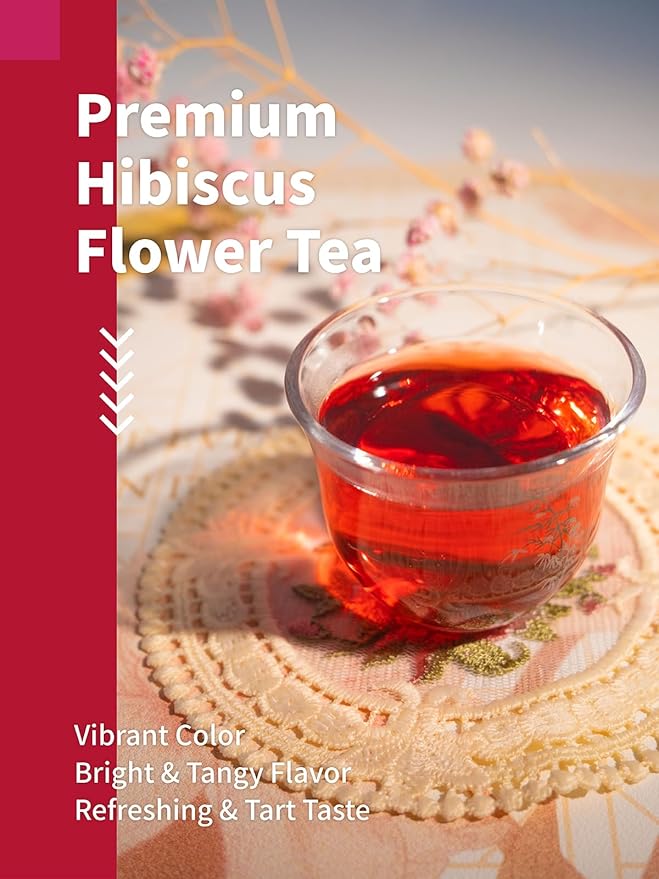 HYNTMYT Hibiscus Tea Bags, Premium Hibiscus Flowers Tea, Bright & Tart Flavor, Caffeine Free, 120 Count