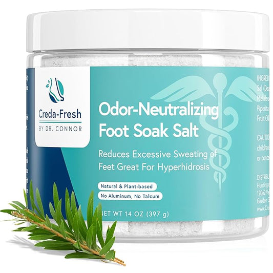 CREDA FRESH Epsom Salt Foot Soak - Tea Tree Oil Foot Soak & Odor Eliminator - Soaking Salts, Nutmeg & Peppermint for Athletes Foot & Sweaty Feet - Softens Callus - Soothes Sore & Soften Tired Feet