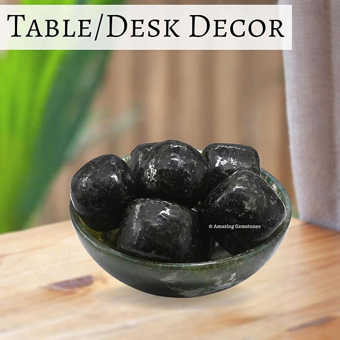Amazing Gemstone Nuummite Crystals & Healing Stones Tumbled - 1oz Nuummite Stone Gem Stones, Healing Stones for Energy Balance,Stress Relief - Premium Polished Gems Rocks for Meditation & Wellness