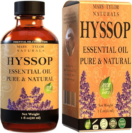 Hyssop Essential Oil (1 oz), Premium Therapeutic Grade, 100% Pure and Natural, Perfect for Aromatherapy, Relaxation, Improved Mood and Much More by Mary Tylor Naturals