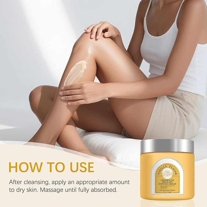 Champagne Lift Body Cream, Hydrating Lift Firming and Hydrates Dry Skin Arms & Legs (Vanilla)