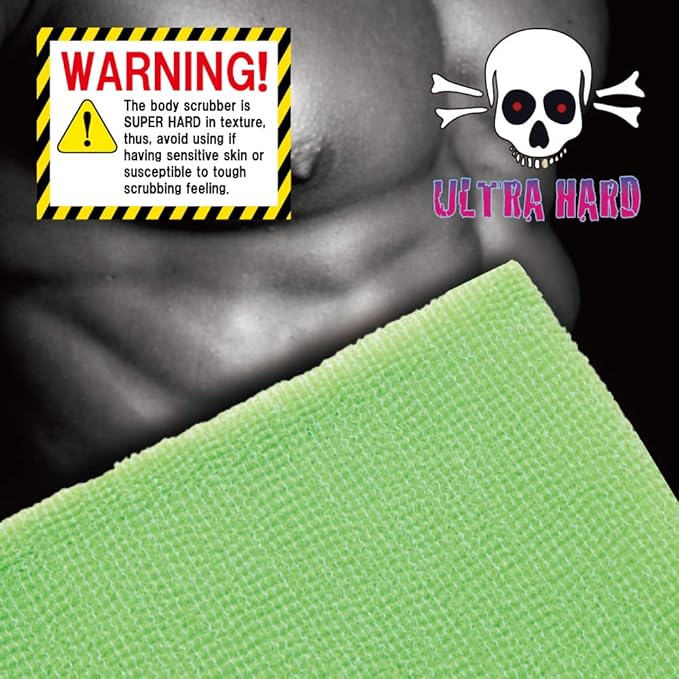 Extra Rough, Exfoliating Washcloth [Made in Japan] Exfoliating Towel Special Texture Makes Fluffy Foam Lather, Back Scrubber, Dead Skin Cell Remover [Loofah for Women and Men] (Green)
