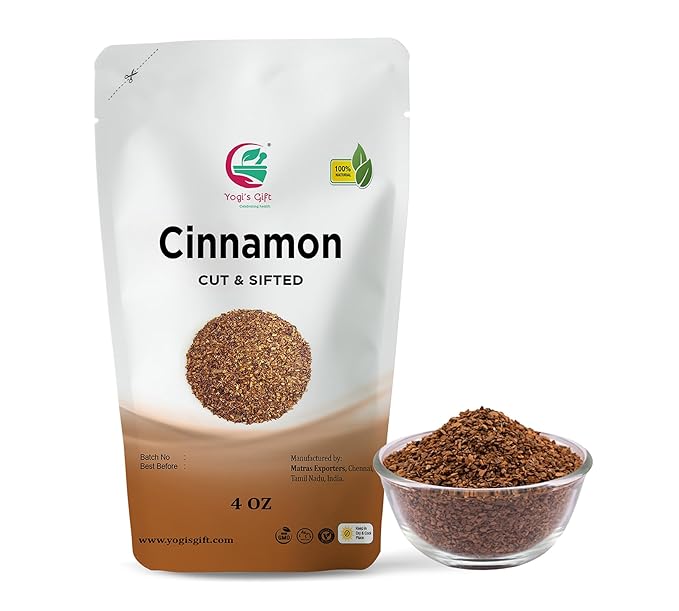 Crushed Cinnamon Bark 4 oz | Cinnamon Stick Pieces/Chips For Tea, Cooking | Rich Aroma and Great Flavour | Premium Grade Product by Yogi's Gift®