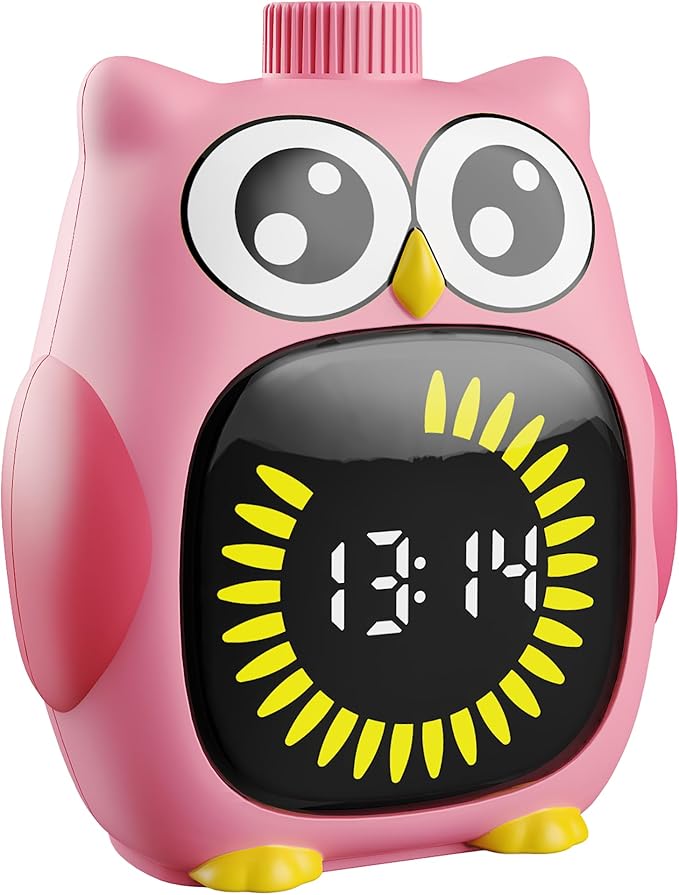 Doli Yearning Visual Timer for Kids, 99 Minute Cute Owl Digital Countdown Timer for Home School Classroom Supplies Study, Silent Time Management Tool (Pink)