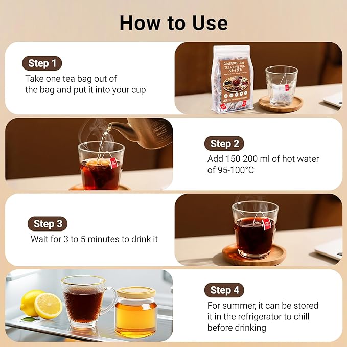 Ginseng Ten Treasure Tea, Natural Chinese Herbal Kidney Cleanse Detox Tea Support Liver & Kidneys Health for Men Women, No Additives, Caffeine Free, 10 Premium Ingredients Blend（50 Bags/2 Pack)