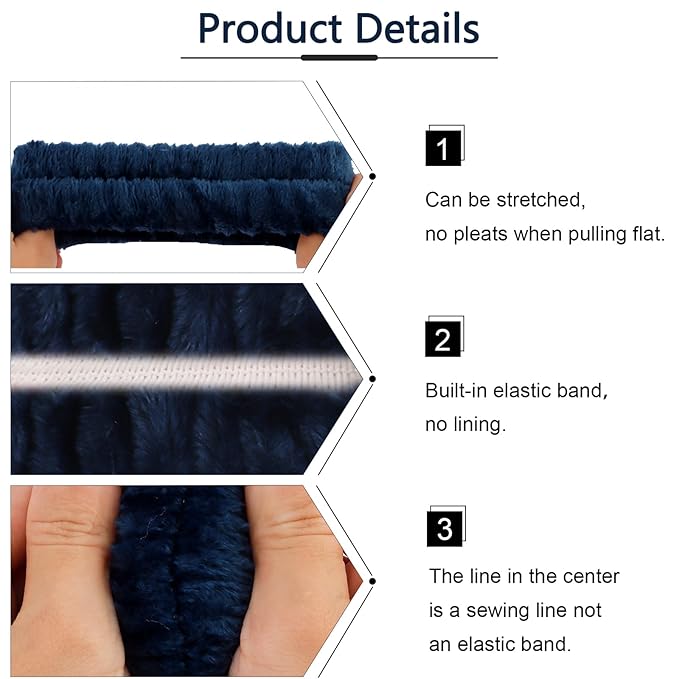 VELSCRUN Spa Headband, Makeup Face Wash Skincare Headbands, 6 Pcs Dark Blue Sponge Bow Tie Get Ready HairBand Facial Wristband Set, Stuff for Teen Girls Women Trendy Fashion Hair Accessories