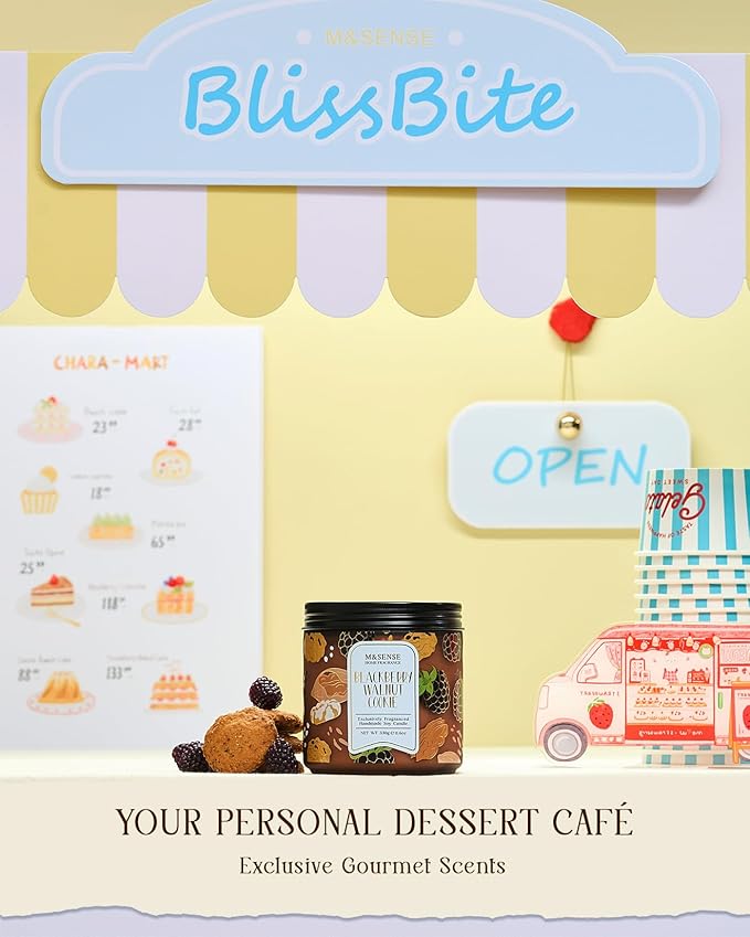 M&SENSE BlackBerry Walnut Cookie Scented Candle, Soy Wax 11.6oz 70 Hours Non Toxic Slow Burn, Fruity Nutty Bakery Fragrance, Holiday Jar Candle for Home Decor, Relaxing Aromatherapy Gifts for Women