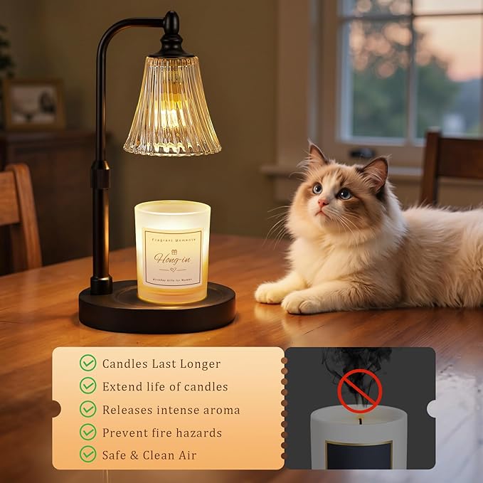 Black Candle Warmer Lamp with Timer Dimmable,Birthday Gifts for Women,Adjustable Height Wax Melt Warmer for Jar Candles,House Warming Gifts New Home,Ideal for Office,Bedroom Home Decor