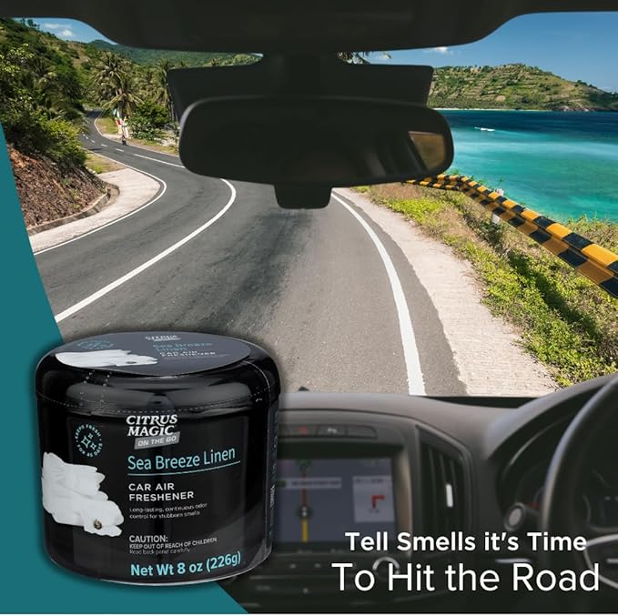 Citrus Magic On The Go Odor Absorbing Solid Air Freshener, Sea Breeze Linen, 8-Ounce, Pack of 1