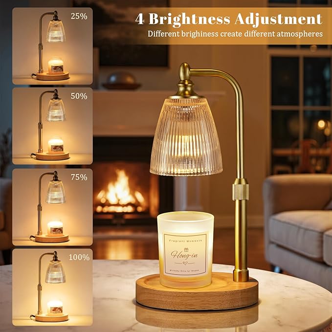 Candle Warmer Lamp with Timer Dimmable,Birthday Gifts for Women Mom Sister,House Warming Gifts New Home,Adjustable Height Wax Melt Warmer for Jar Candles,Ideal for Office,Dorm,Bedroom Home Decor