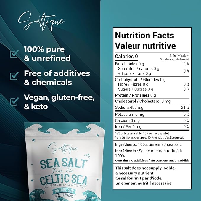 French Grey Coarse from The Celtic Sea 5lb (2.27kg) - 100% Unrefined Sea Salt Packed with 82 Minerals Helping You Stay Hydrated, Improve Electrolyte Balance- Doctor Recommended