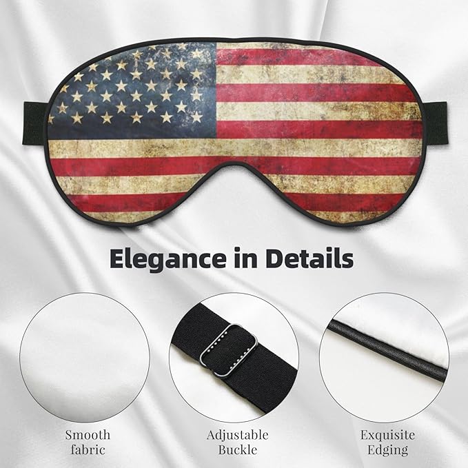 Vintage American Flag Sleeping Eye Mask Eye Mask for Sleeping Soft Comfort Eye Shade Blackout Eye Cover for Deep Rest Travel Nap Meditation