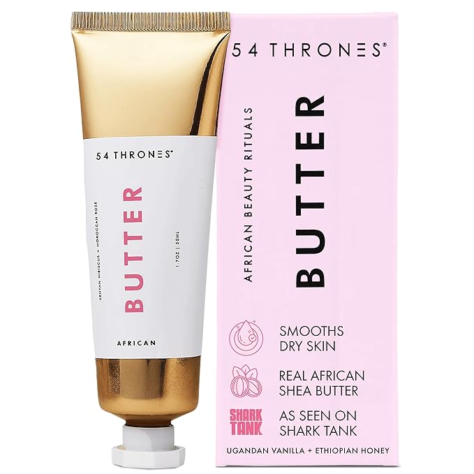 54 Thrones African Beauty Shea Butter, Intensive Dry Skin Support, Moisturizing Body Butter for Women, Moisturizing Body Balm and Cream, Kenyan Hibiscus + Moroccan Rose