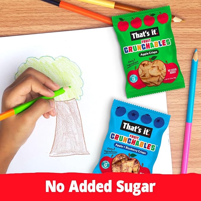 That's it. Fruit Crunchables (15 Pack) Apple Crisps healthy snacks for kids, Plant-Based, Non-GMO, Gluten-Free, No Sugar Added - Healthy Snack for lunch box 100% Natural Crunchy Fruit Snack
