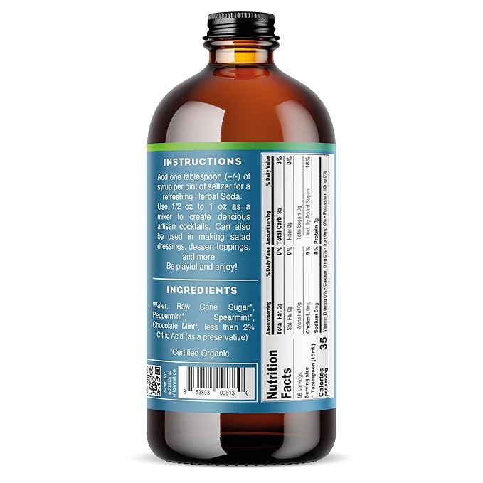 Bluestem Botanicals Organic Triple Mint Simple Syrup, 8 oz, Cocktail and Mocktail Mixer for Drinks, Non-Alcoholic