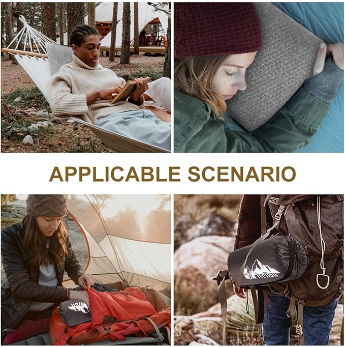 Ivellow Memory Foam Travel Pillow Compressible Camping Pillow for Sleeping Shredded Memory Foam Pillow Compact Firm Supportive Travel Pillow for Adults Kids Outdoor Backpacking Hiking Essential Gear-L