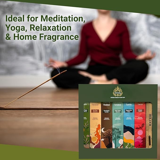 Aromatic Incense Sticks Gift Set – 120 Natural & Non-Toxic Incense Sticks | 6 Soothing Scents | Home, Meditation, Relaxation & Yoga | Free Incense Holder | Inciensos - Gifts for Women
