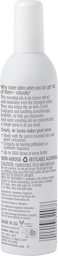 Air Scense Air Freshener Deodorizer Room Spray for Bathroom & Home, Essential Oils, Natural Lime - 7 fl oz (1-Pack)