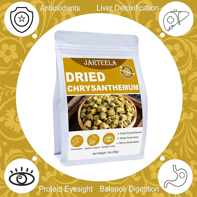 Jarteela - Premium Dried Chrysanthemum Flower Loose Leaf - 3oz/85g - Chinese Natural Chrysanthemum Tea Tai Ju - Non-GMO - Caffeine-free