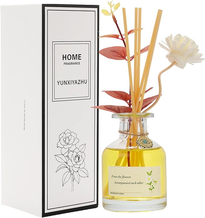 Gardenia Reed Diffuser 130ML - Floral Scented Oil for Home, Luxury Long-Lasting Fragrance in Decorative Glass Bottle with Aroma Diffuser Stick, Ideal for Living Room, Bedroom, Bathroom