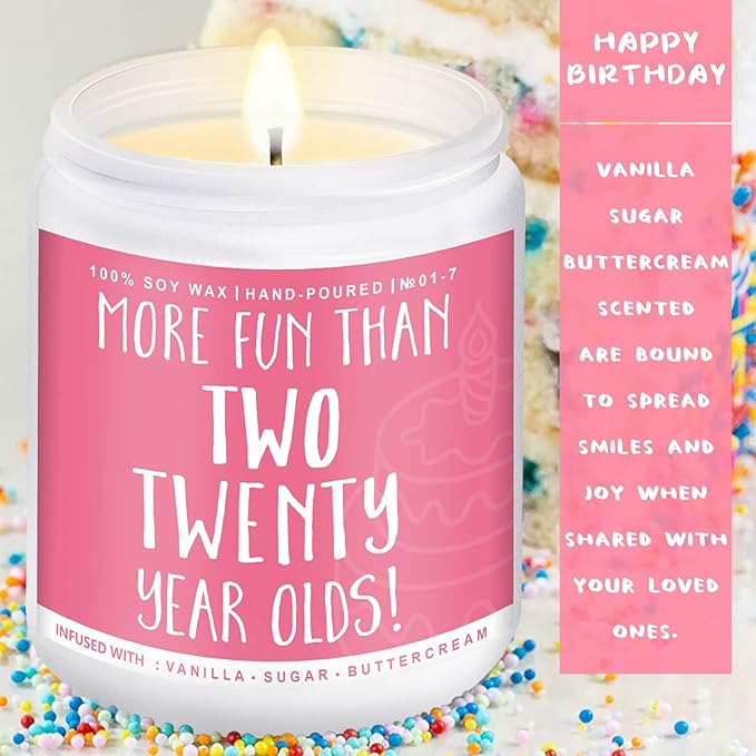40th Birthday Gifts for Women, Perfect Birthday Present, Funny Presents for Mom, Friends, Wife, Sister, 7oz Vanilla Cream-Scented Candle