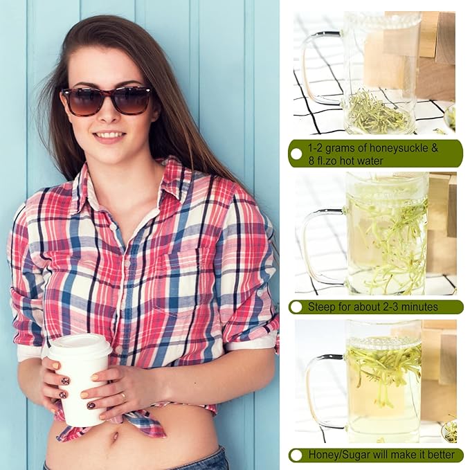 Jarteela - Dried Honeysuckle Flower - Chinese Natural Honeysuckle Tea Jin Yin Hua - Non-GMO - Caffeine-free - 3oz/85g