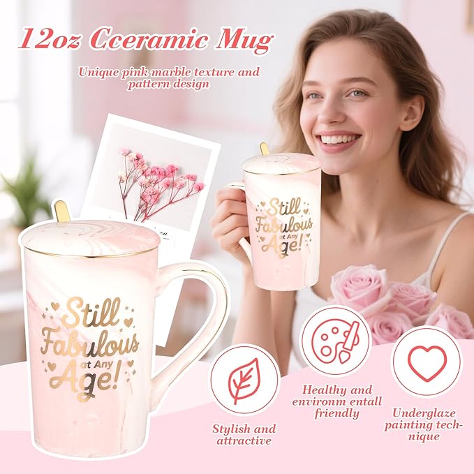 Birthday Gifts for Women Birthday Gift Basket Unique Pink Birthday Gift Box for Women Mug Gifts Set Relaxing Spa Self Care Gifts with Blanket for Mom Her Wife Grandma Girlfriend Coworker