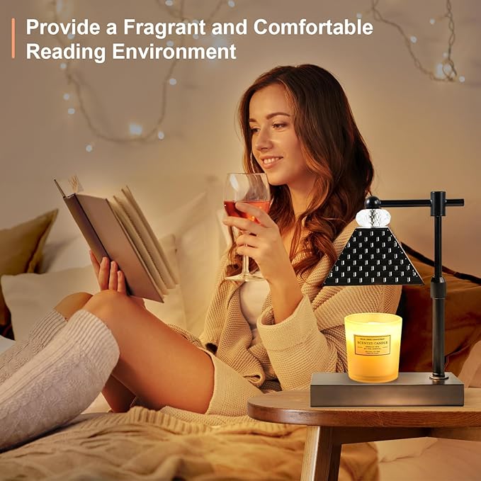 Candle Warmer lamp with Timer Dimmable,USB ChargingPortcandle Candle Lamps,Cute Candle Warmer Suitable for Home Decoration,Bedroom and Living Room decoratio(Black)