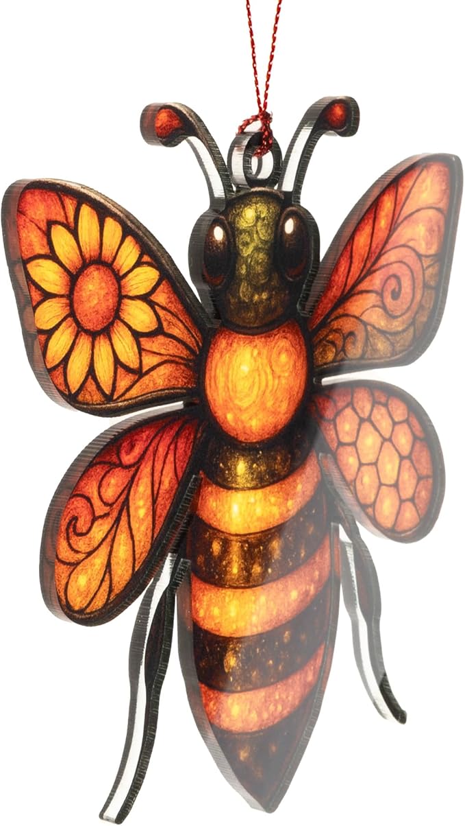 Bee ornament - Honey bee decor - bee gifts for women - bee gifts - bee decorations for home - Christmas ornament 2025 - White elephant gifts - Xmas Tree Funny Decoration