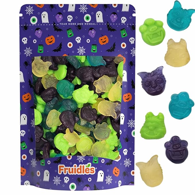 Fruidles Monster Gummy Halloween Candy, Trick-Or-Treat Creepy Party Bag Fillers, Non-GMO (Half-Pound)