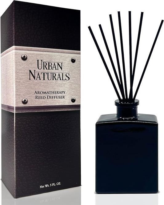 Urban Naturals BlackBerry Vanilla Reed Diffuser Set – Ripe Blackberries, Warm Vanilla & Patchouli – 5 Ounce Sleek Black Rectangular Refillable Glass Bottle – Made in The USA
