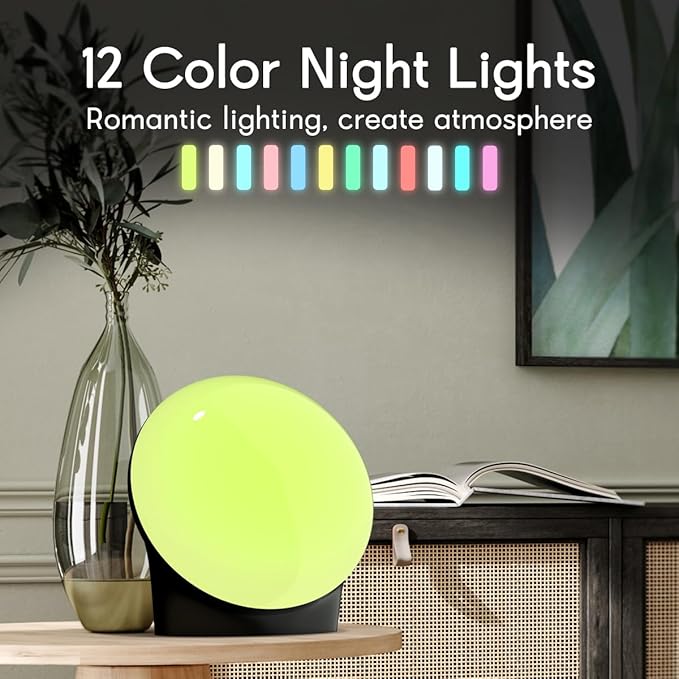 BrownNoise Electric Night Light for Baby 12 Colors Reading Lights for Indoor Use and 10 Adjustable Brightness 4 Timers for Baby Adult Kids