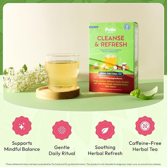 Ginger and Dandelion Root Tea – With Burdock Root, Licorice, Holy Basil, Edible Flowers Rose, Elderflower & Safflower – Vegan, Kosher, Caffeine-Free – Supports Hydration & Daily Wellness (25 Tea Bags)