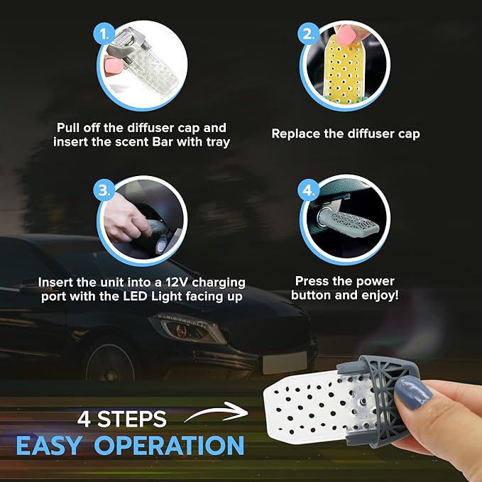 Drive Time Reusable 12V Plug-in Car Air Freshener – Power Fresh, Auto Shut-Off, Plug-In Convenience, No Batteries Needed – Includes 4 Scent Bars for Up to 30 Days of Freshness – Speedway