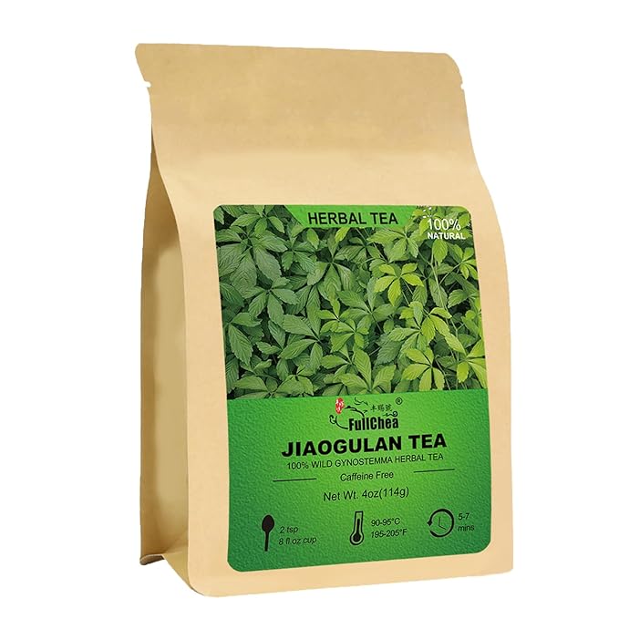 FullChea - Premium Gynostemma Tea Jiaogulan Loose Leaf Tea Herbal Tea - Non-GMO, Sulfur-free, Caffeine-free - Enhance Immunity - 4oz/114g