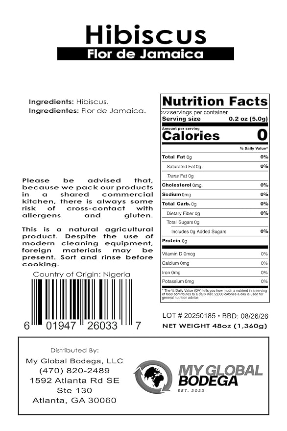 3 lbs Hibiscus Flowers - Flor de Jamaica Bag, Dried Hibiscus Flowers - Ideal for Juices, infusions and hibiscus flower teas - My Global Bodega Dried Hibiscus Bulk