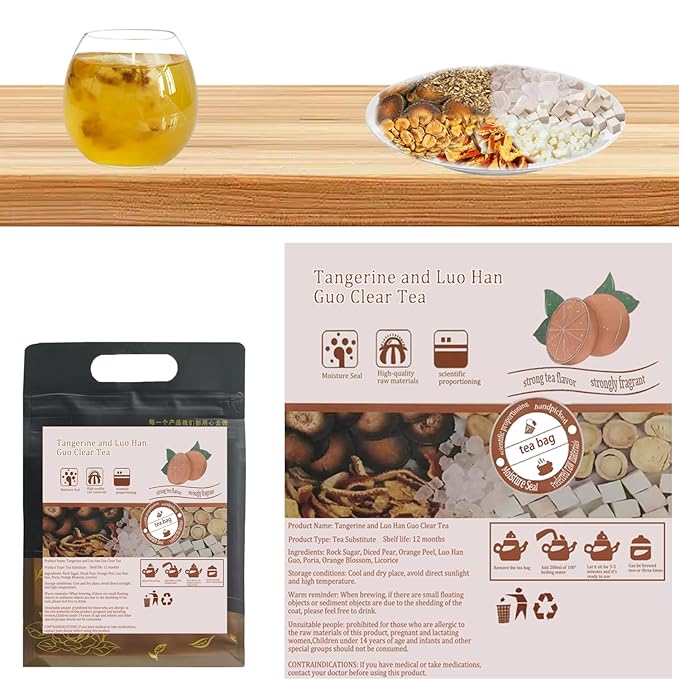 Dried Tangerine Peel Rohan Fruit Clear Lung Tea For Lung Cleansing And Respiratory Support, No Flavoring, No Additives, And Caffeine-Free. (1 Pack/25 Bags）