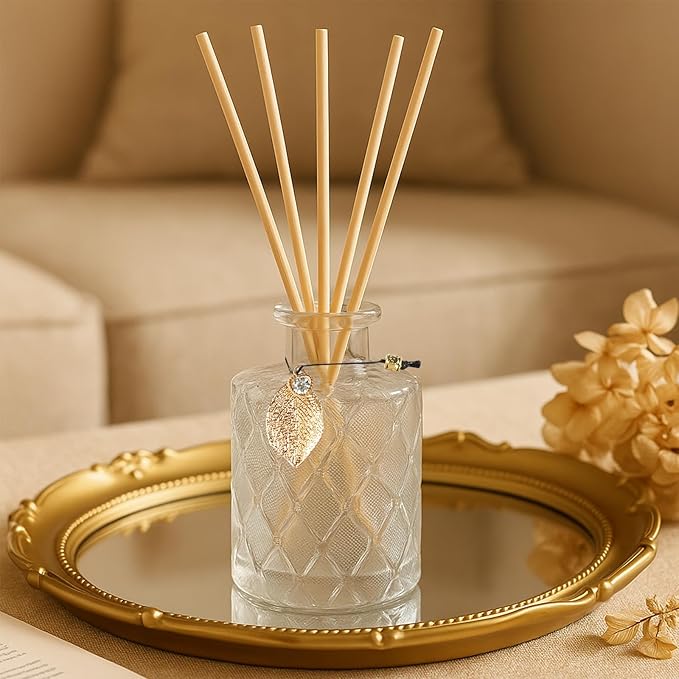 Glass Reed Diffusers Bottles for Home, Diffuser Bottles with 20PCS Reed Diffuser Sticks, Vintage Embossed Apothecary Style Flower Bud Vases with Cork Lids, Set of 3