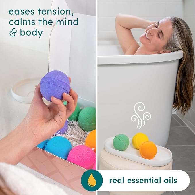 Anovina Natural Bath Bomb Gift Set for Women – Clean Luxury Bathbombs with Essential Oils – Non-Toxic Organic Bath Bombs for Relaxation – All Natural Bath Spa Gifts for Women