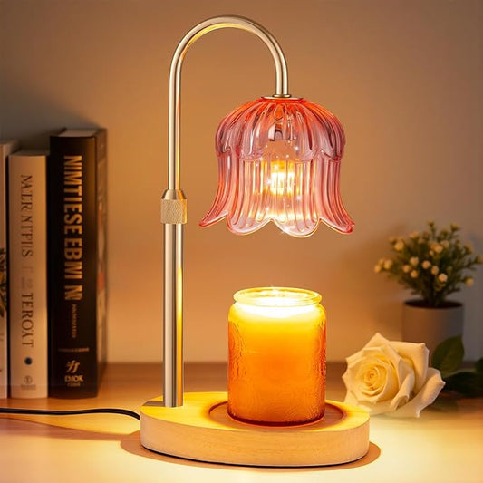 Candle Warmer Lamp Adjustable Timer Electric－Pink Flower Wax lamp