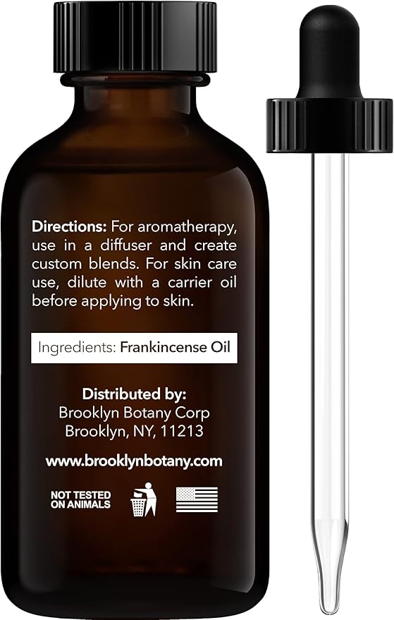 Brooklyn Botany Frankincense Essential Oil - 100% Pure and Natural - Premium Grade Oil with Dropper - for Aromatherapy and Diffuser - 1 Fl Oz
